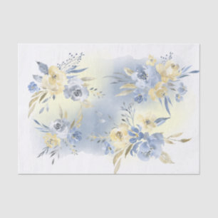 blue yellow watercolor flowers bouquets tissue paper
