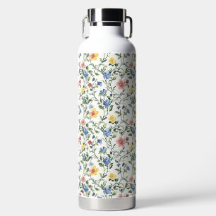 Blue Yellow Watercolor Wildflower Water Bottle