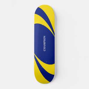 Blue & yellow wavy lines skateboard