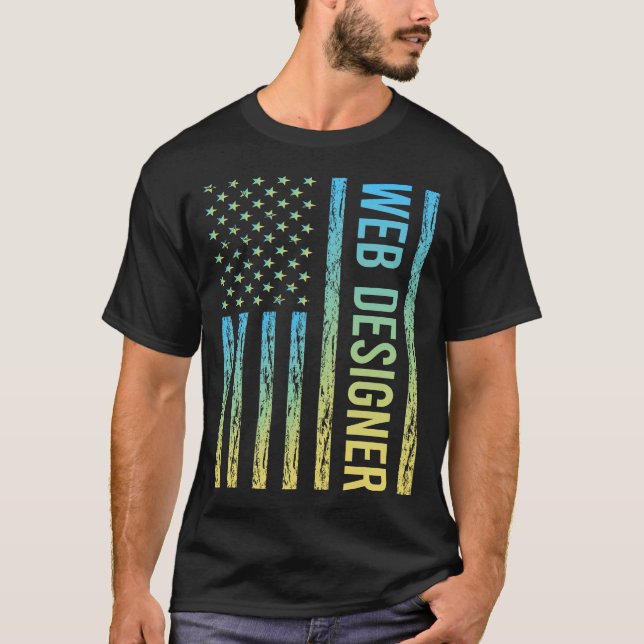 Blue Yellow Web Designer T-Shirt (Front)