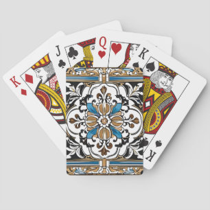 Blue Yellow White Black Azuleju Spanish Moroccan Playing Cards