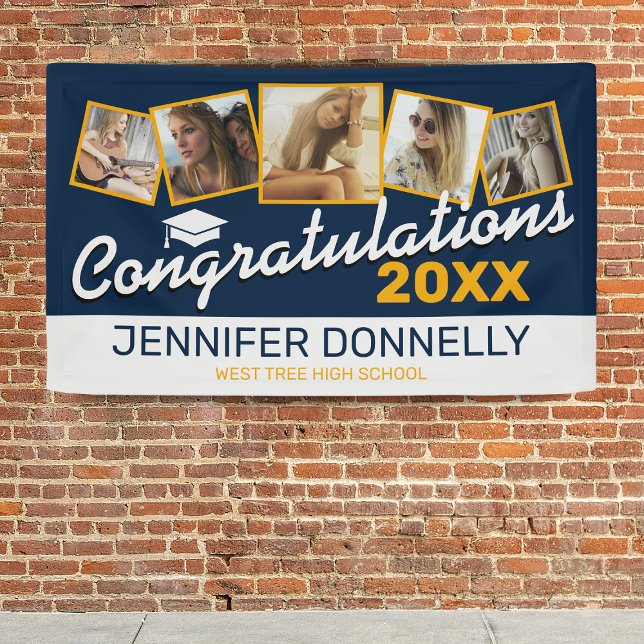 Blue Yellow White Congrats Graduate 2025 Banner (Creator Uploaded)