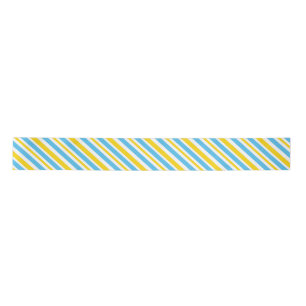 BLUE YELLOW WHITE DIAGONAL STRIPE PATTERN SATIN RIBBON