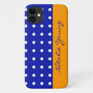 blue yellow white dots personalised iPhone 11 case
