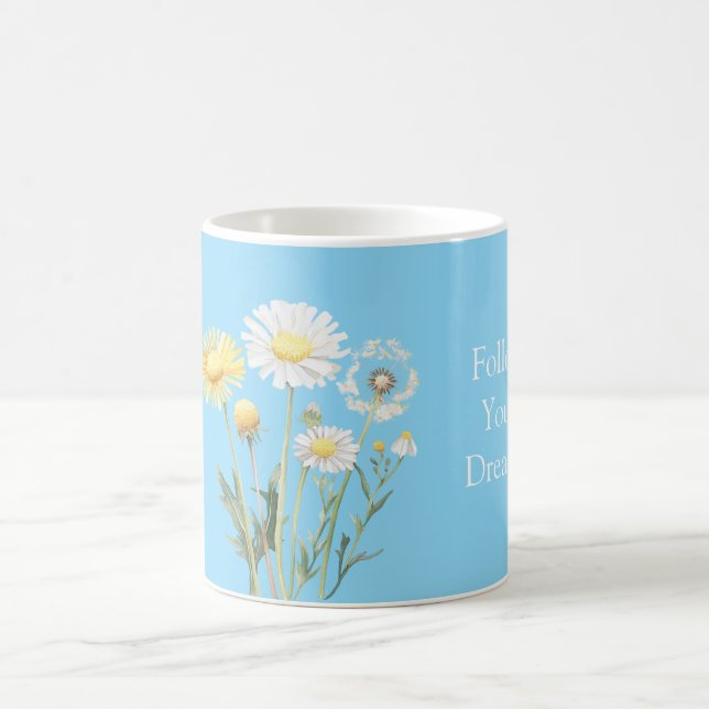 Blue Yellow White Flowers Coffee Mug (Center)