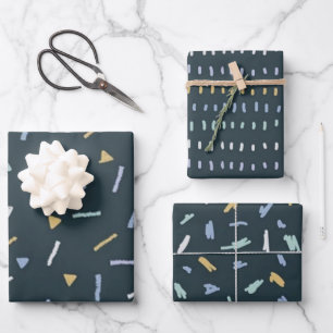 Blue Yellow White Geometric Wrapping Paper