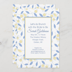 Blue Yellow White Modern Bridal Shower Invitation