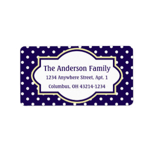Blue Yellow & White Polka Dot Return Address Label