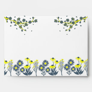 Blue Yellow Wildflower Floral Boho Wedding Envelope