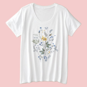 Blue & Yellow Wildflowers Plus Size T-Shirt