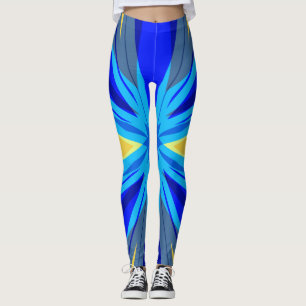 Blue Yellow Winter Christmas Xmas Star Starburst Leggings
