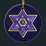 Blue & Yellow Woven Star of David Ornament<br><div class="desc">Perfect for Hanukkah or any time of year,  a deep blue background sets off an intricate Star of David in blue and yellow.</div>