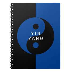 Blue Yin and Yang symbol personalised notebook