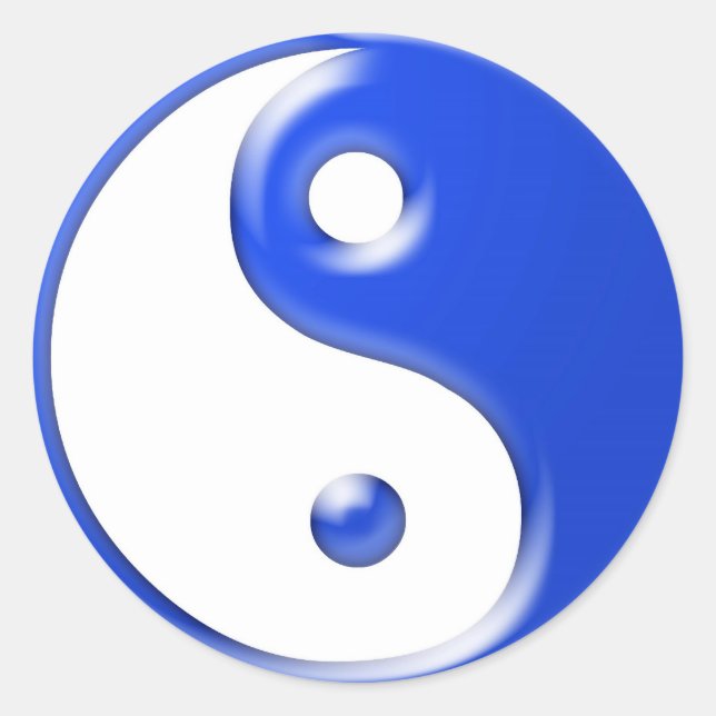 Blue Yin Yang Classic Round Sticker (Front)