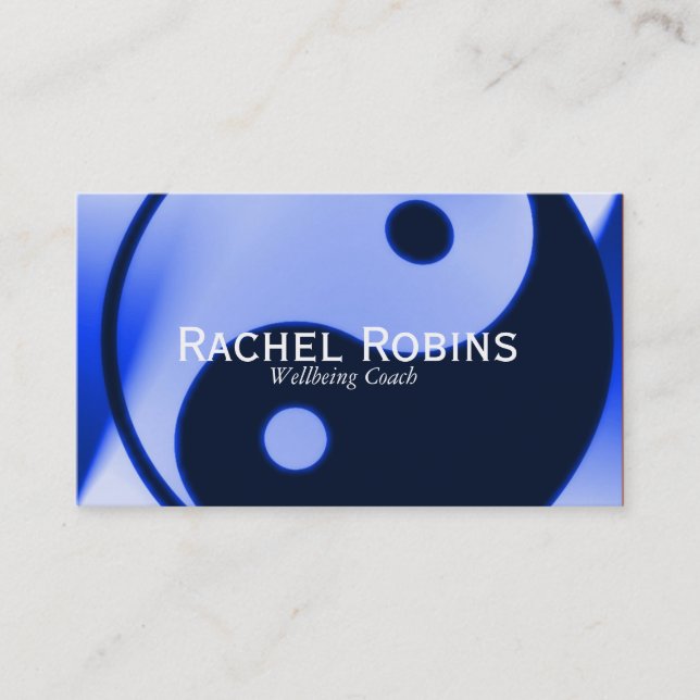 Blue yin yang health and wellbeing business card (Front)