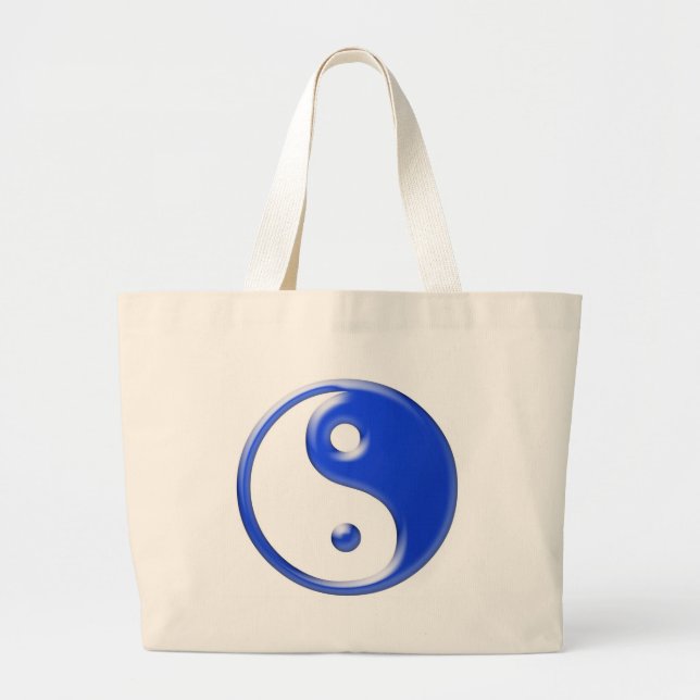 Blue Yin Yang Large Tote Bag (Front)