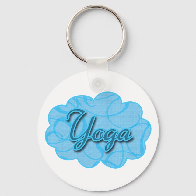 Blue Yoga Flourish Design Key Ring (Front)