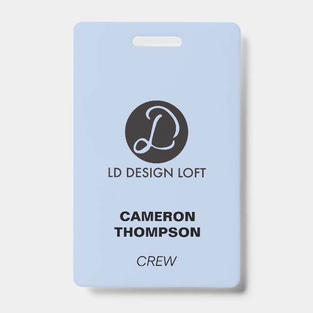 Blue Your logo here custom Employee Crew ID Badge (Front)