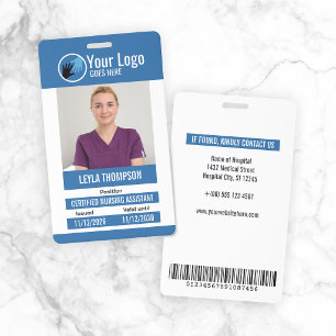 Blue Your Logo Hospital Staff Photo ID Badge