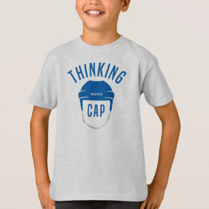 Blue Youth Hockey Helmet Thinking Cap T-Shirt
