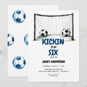 Blue Youth Soccer Birthday Party Invitation