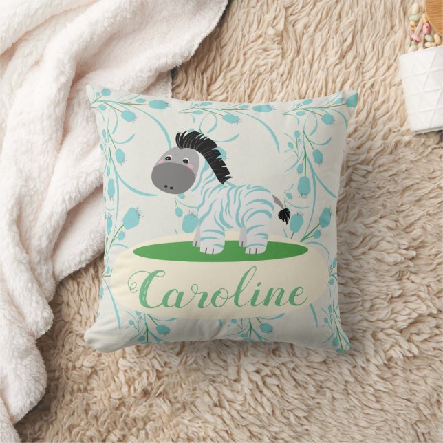 Blue Zebra Baby Nursery Pillow (Blanket)