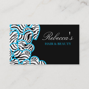 Blue zebra Hearts Design Business Card