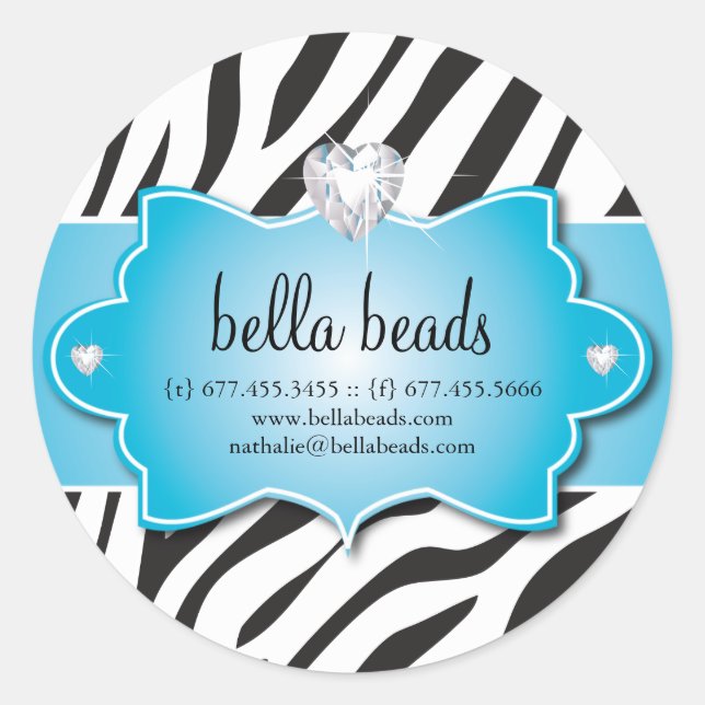 Blue Zebra Jewellery Designer Stickers (Front)