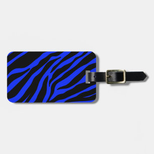 blue zebra luggage tag