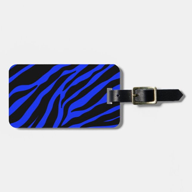 blue zebra luggage tag (Front Horizontal)