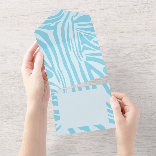 Blue Zebra Pattern All In One Invitation (Tearaway)