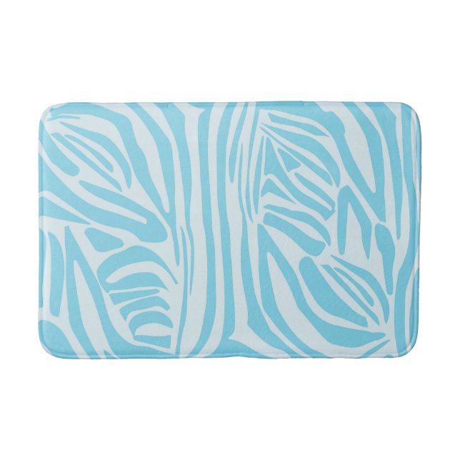 Blue Zebra Pattern Bath Mat (Front)