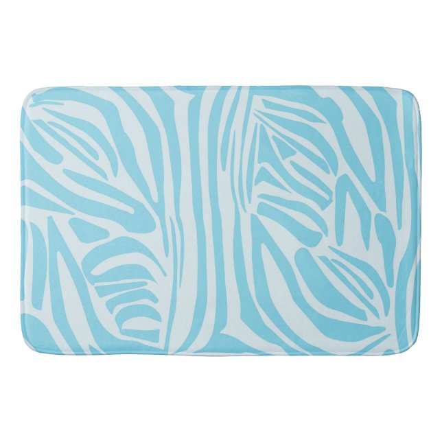 Blue Zebra Pattern Bath Mat (Front)