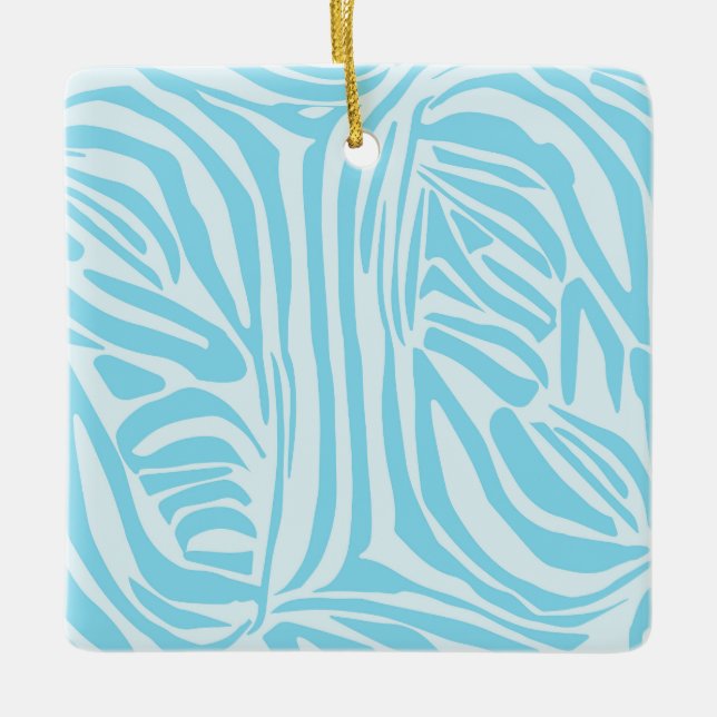 Blue Zebra Pattern Ceramic Ornament (Front)
