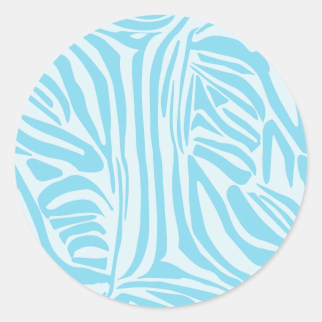 Blue Zebra Pattern Classic Round Sticker (Front)