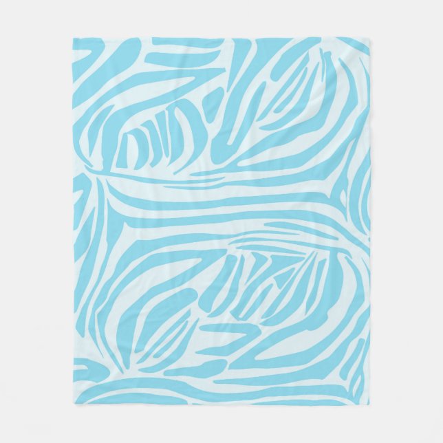 Blue Zebra Pattern Fleece Blanket (Front)