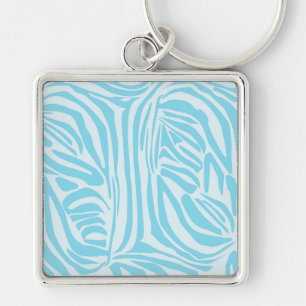 Blue Zebra Pattern Key Ring