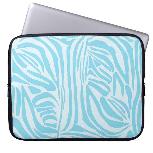 Blue Zebra Pattern Laptop Sleeve (Front)
