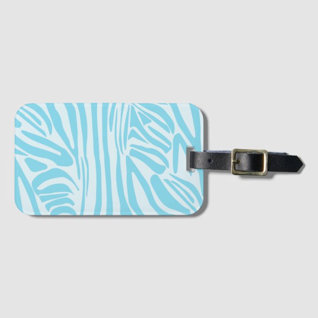Blue Zebra Pattern Luggage Tag (Front Horizontal)