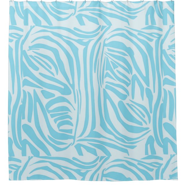 Blue Zebra Pattern Shower Curtain (Front)