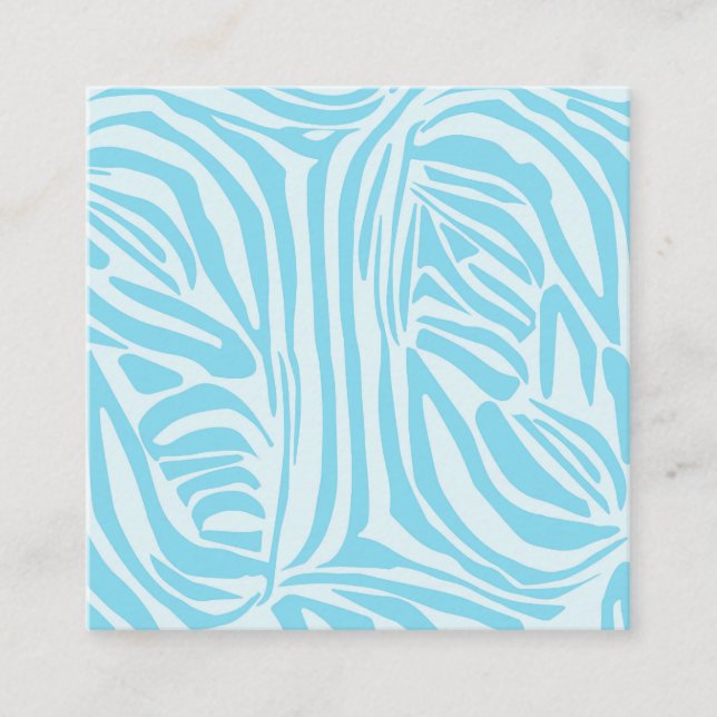Blue Zebra Pattern Square Business Card (Front)
