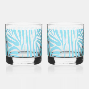 Blue Zebra Pattern Whiskey Glass