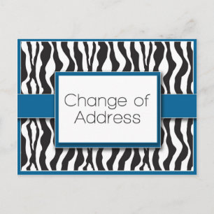Blue Zebra Print Change of Address Postcards