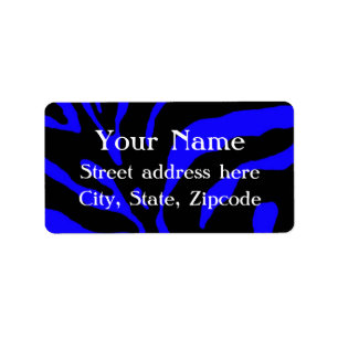 Blue Zebra Stripe Animal Print Label