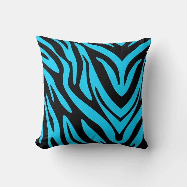 Blue Zebra Stripe Cushion (Front)