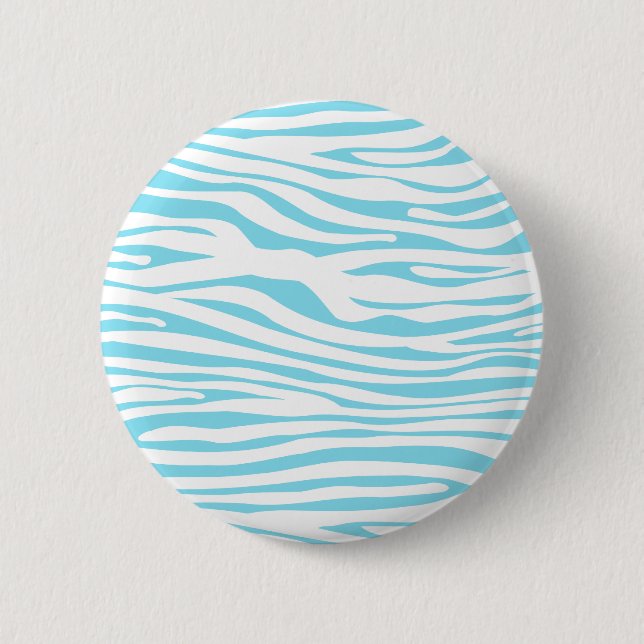 Blue Zebra stripe pattern 6 Cm Round Badge (Front)