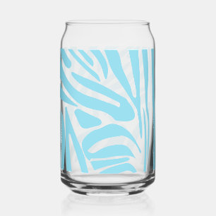 Blue Zebra Stripe Pattern Can Glass