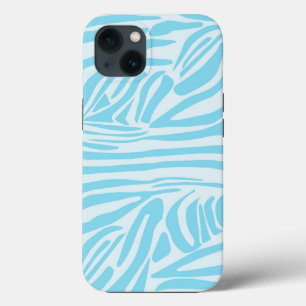 Blue Zebra Stripe Pattern iPhone 13 Case