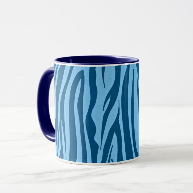 Blue Zebra Stripes Mug (Front Left)