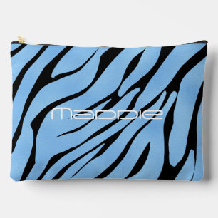 Blue Zebra Stripes Pattern Accessory Pouch